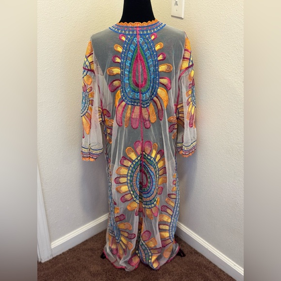 2 FOR $20 Shein Colorful Sunset Open Front Maxi Kimono Sheer Coverup ONE SIZE - Picture 4 of 8
